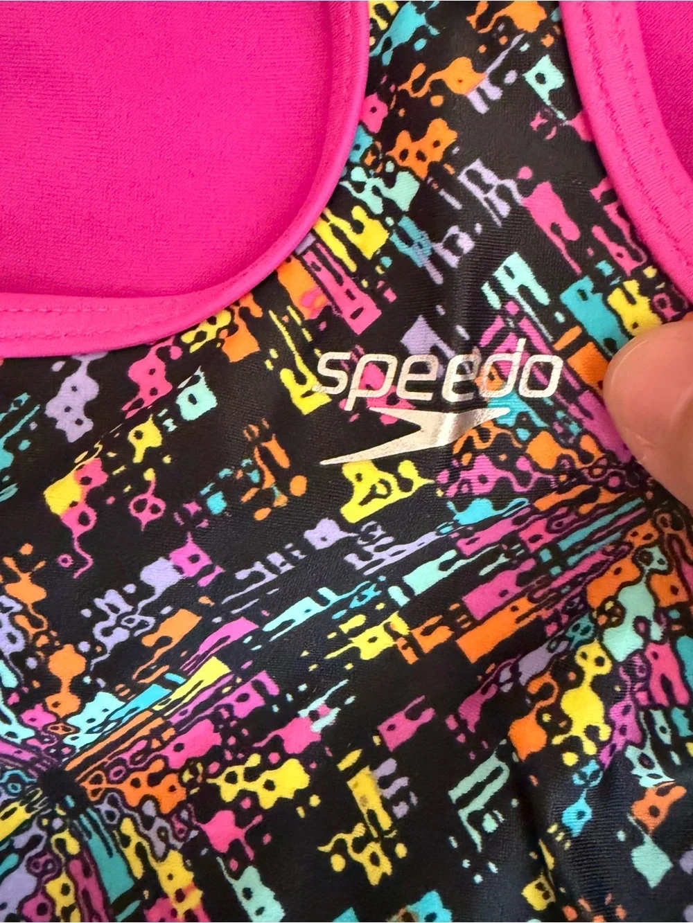 Girls' Speedo Bright Multicolor‎ Geo Print One-Piece Swimsuit